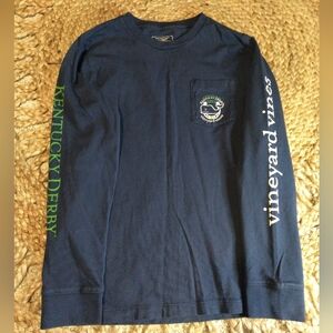 Vineyard Vines Men's Navy Long Sleeve Tee with Green Accents
